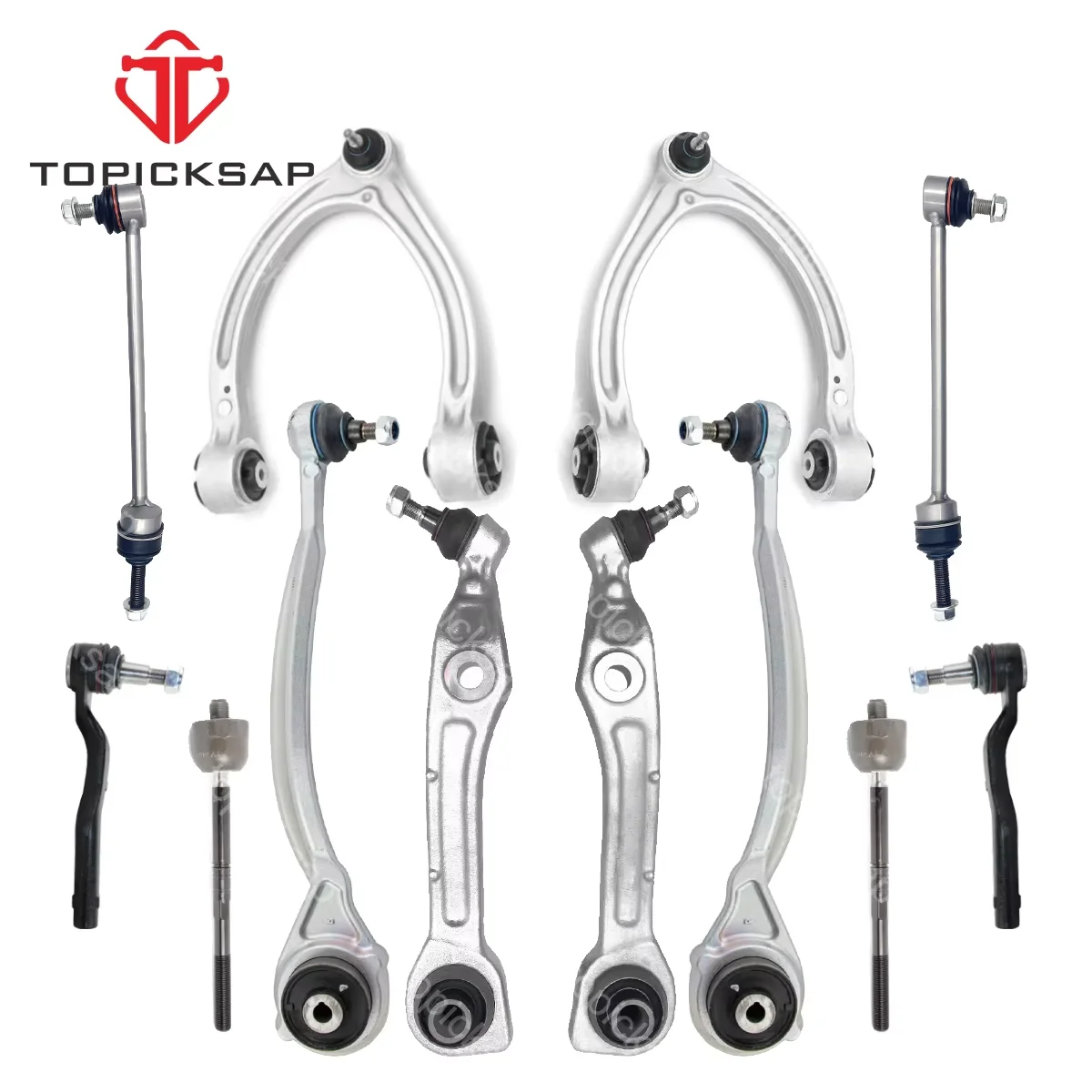 TOPICKSAP 12Pcs Front Upper Lower Control Arms Sway Links Tie Rods Kits for Mercedes-Benz W221 CL550 S350 S550 2007 - 2014
