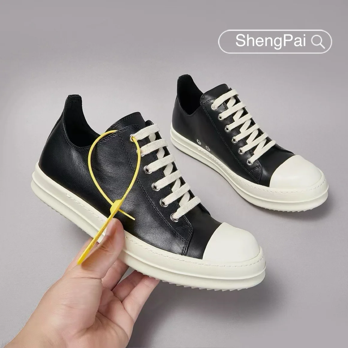 Ricks Outdoor Men's Casual Shoes Low Top Leather Owens Shoes Men's Sneakers Luxury Brand Spring and Autumn Strappy Women's Shoes