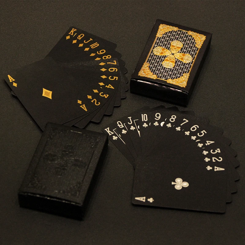 Skull 24k Gold Playing Card Poker Gold Foil Baccarat Texas Pokers Cards Entertainment Wear-resistant Table Game Magic Tricks