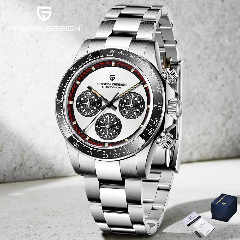 PAGANI DESIGN Men's Chronograph Multi functional Stainless Steel Waterproof Quartz Watch PD1676