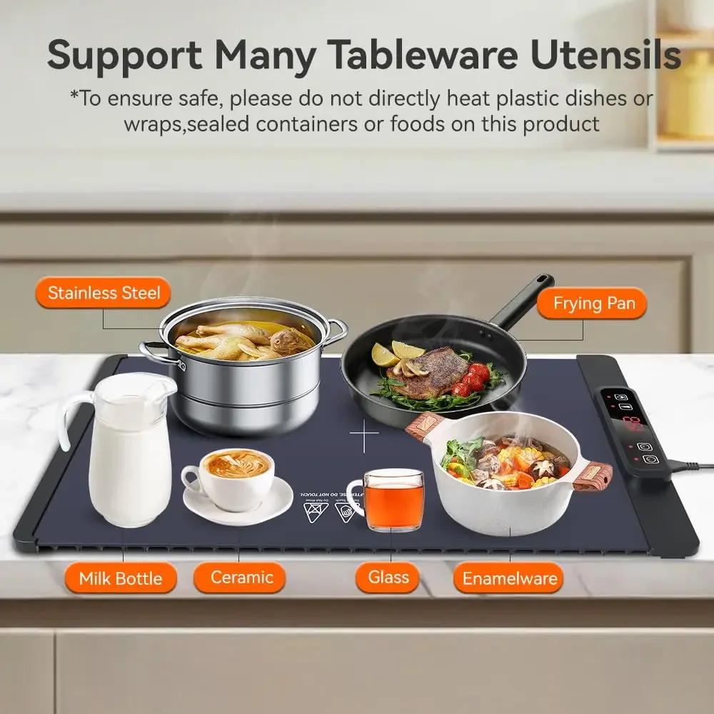 Foldable Odor-free Electric Food Insulation Pad 5 Temperature Settings with Timing Function Five Sets