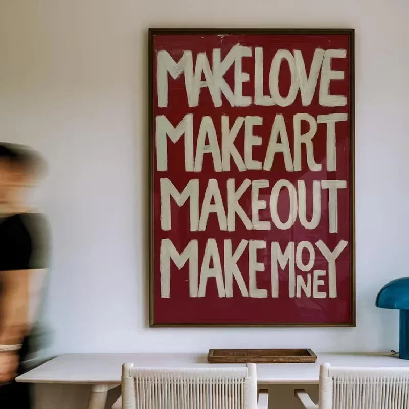 1PC Large-sized frameless canvas paintings,Modern,Retro Self Made Love Kisses Me Quotes Wall Art Print Canvas Painting Poster Pi