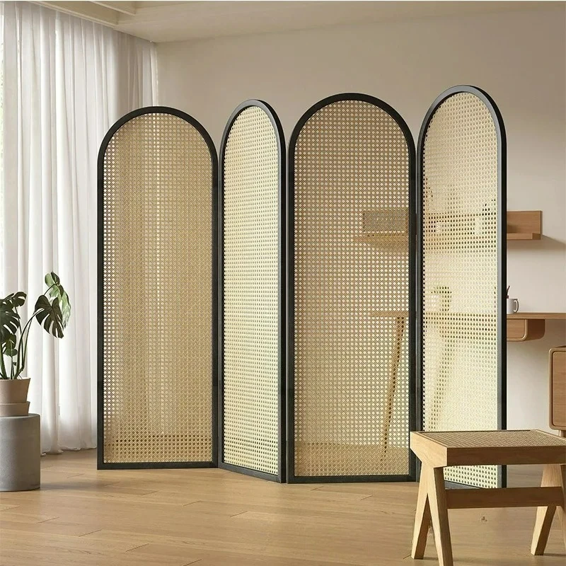 Schermo pieghevole in rattan massello personalizzabile che blocca partizioni divisorie semplici pieghevoli