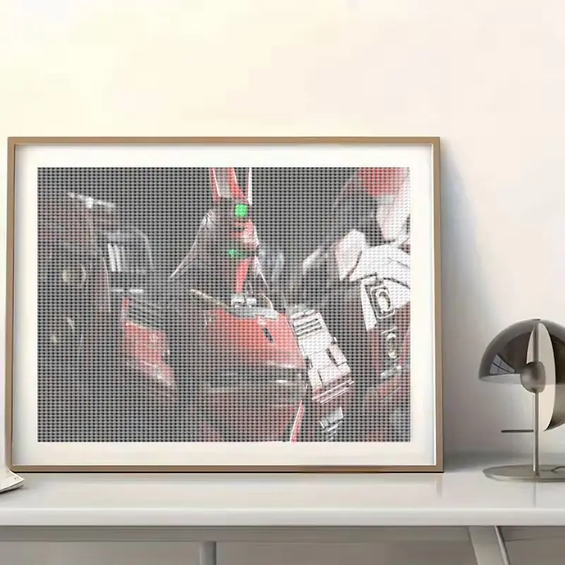 1개 5D DIY 풀 드릴 다이아몬드 페인팅 키트, 에픽 레드 메카 로봇 SF 아트 젬 페인팅, 40x50CM 크리스탈 라인스톤 자수