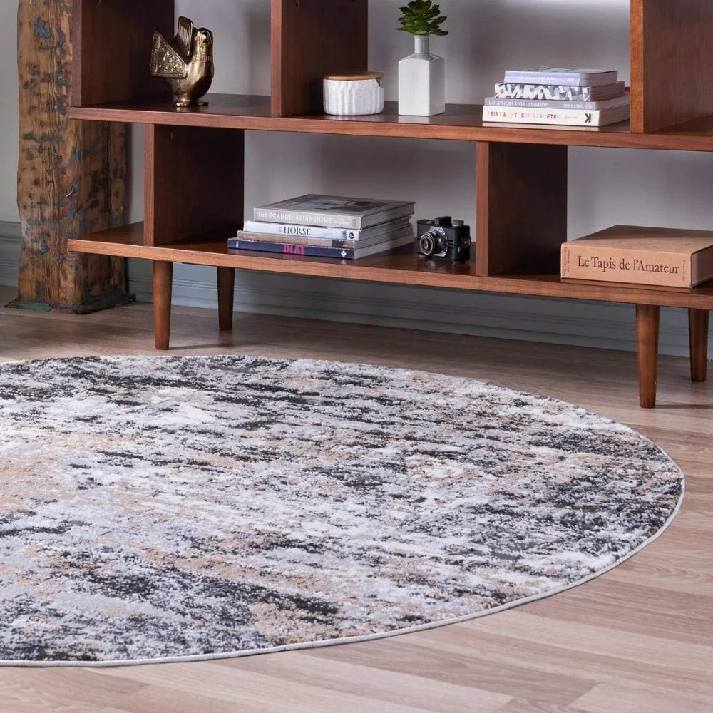 

Leipzig Collection Round Rug – 7 Ft Round Beige Low-Pile Rug Perfect for Kitchens, Dining Rooms