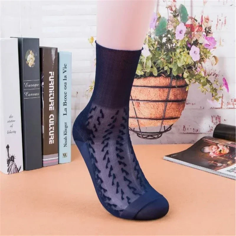 

10 Pairs Men's Socks Men Quality Double Bottom Nylon Socks Man Suit Formal Dress Thin Short Silk Stockings Male Socks Wholesale