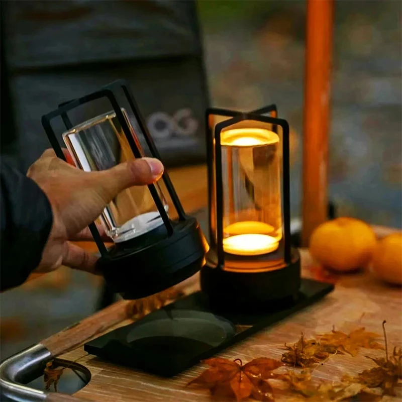 

Dimmable Vintage LED Bedside Lamp Japanese Style Cross Design USB Rechargeable Atmosphere Light for Home Bar
