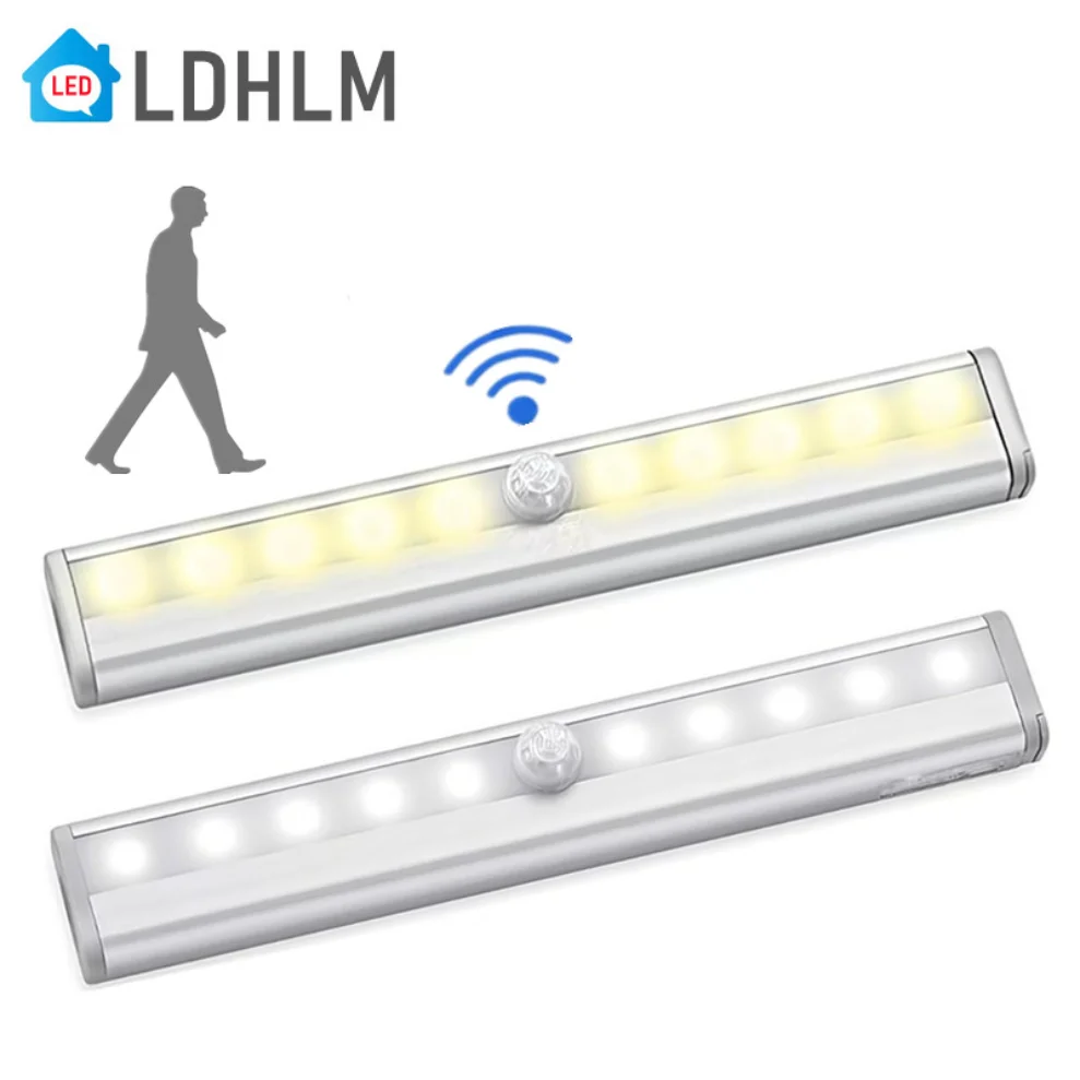 

LDHLM LED cabinet lamp PIR LED Induction Under Motion Sensor Closet Night light Battery Powered Wall Lamp For Kitchen Wardrobe