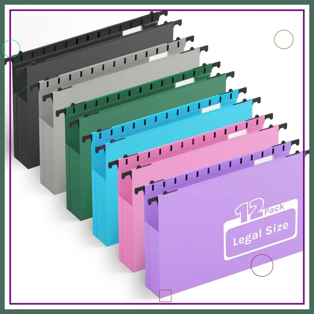 مجلدات ملفات معلقة بلاستيكية شديدة التحمل، توسيع 2 بوصة، 12 عبوة مع علامات تبويب لملفات المكتب #1