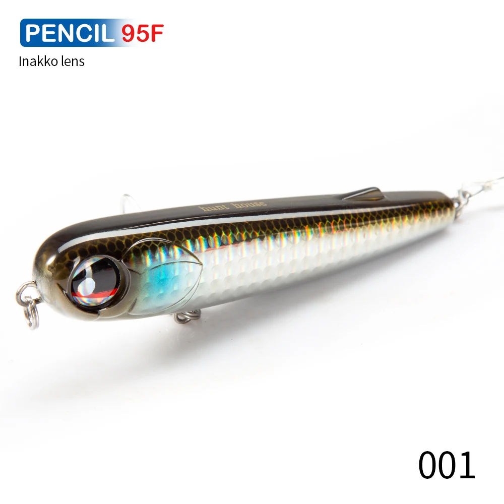 Hunthouse Angeloberfläche Bleistiftköder 95 mm/18 g Topwater schwimmender Wobbler harter Köder für Seebarsch Hecht Salzwasser Barsch Fischgerät