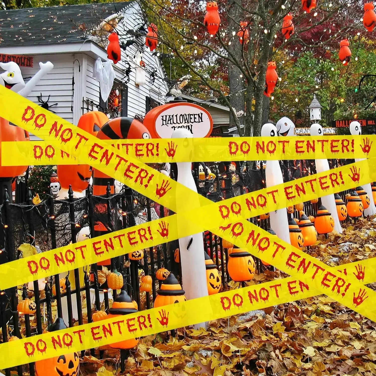 Halloween Decorations Caution Tape Do Not Enter Yellow Scary Caution Tape Roll 4.8CM*25M Hazard Warning Tape Spooky Decorative