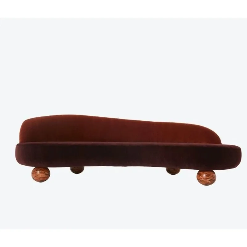 Curved medieval sofa, flannel retro style living room small apartment medieval French bed and breakfast hotel  three people