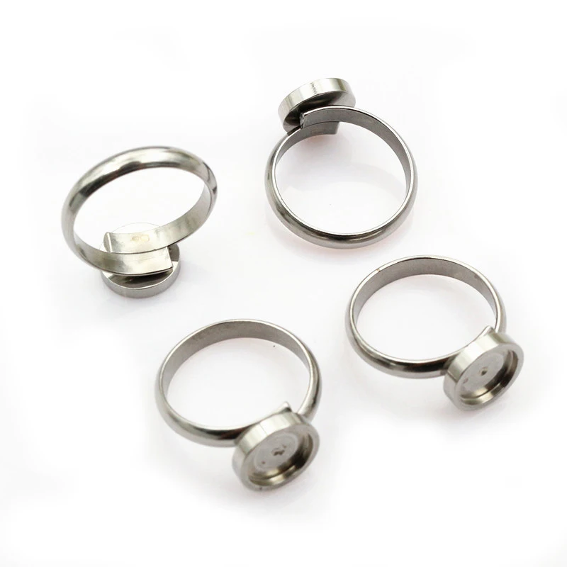 5 unidades de 6/8/10/12mm sin Fade refuerzo anillo ajustable de acero inoxidable ajuste Base en blanco, ajuste 6-12mm cabujones bricolaje anillo