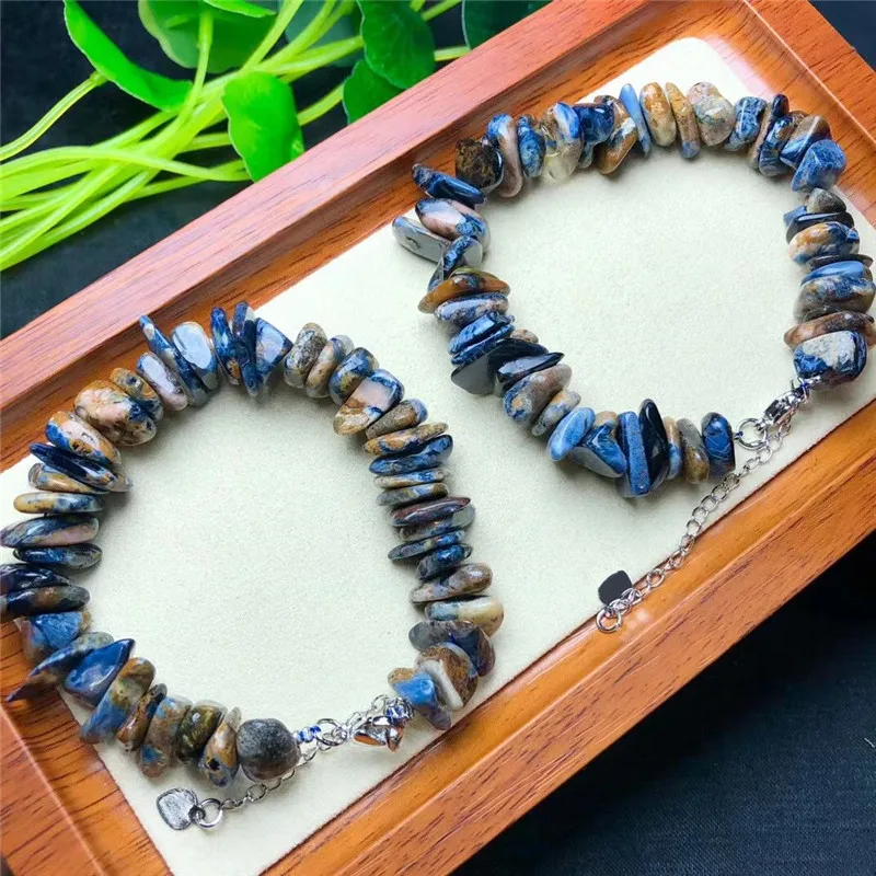 Natural Peter Stone Blue Quartz Bead Bracelet Crystal Women Jewelry Gift