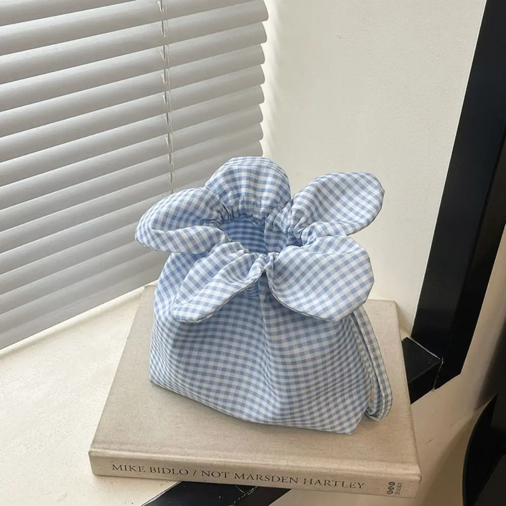 

Повседневная клетчатая сумка на шнурке в корейском стиле с принтом, милая маленькая сумка через плечо, сумка для хранения, большая вместительная сумка на плечо для покупок