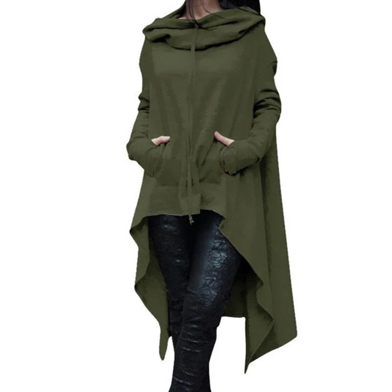 Women Hoodie Ladies Sweater Jacket Winter Pullover Fashion Sweatshirt Loose Fit Plus Size Drawstring Irregular