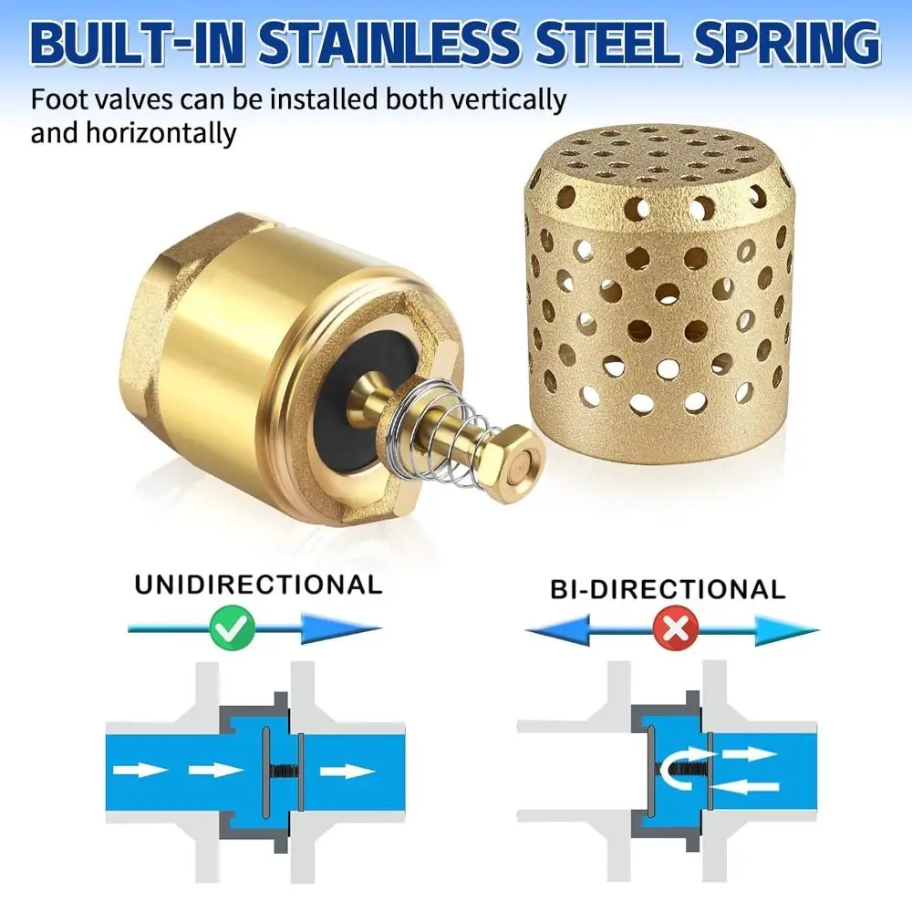 Brass Body Foot Valve Female Thread Hollow Perforated Water Strainer Thickened Suction Valve Pipeline Fitting