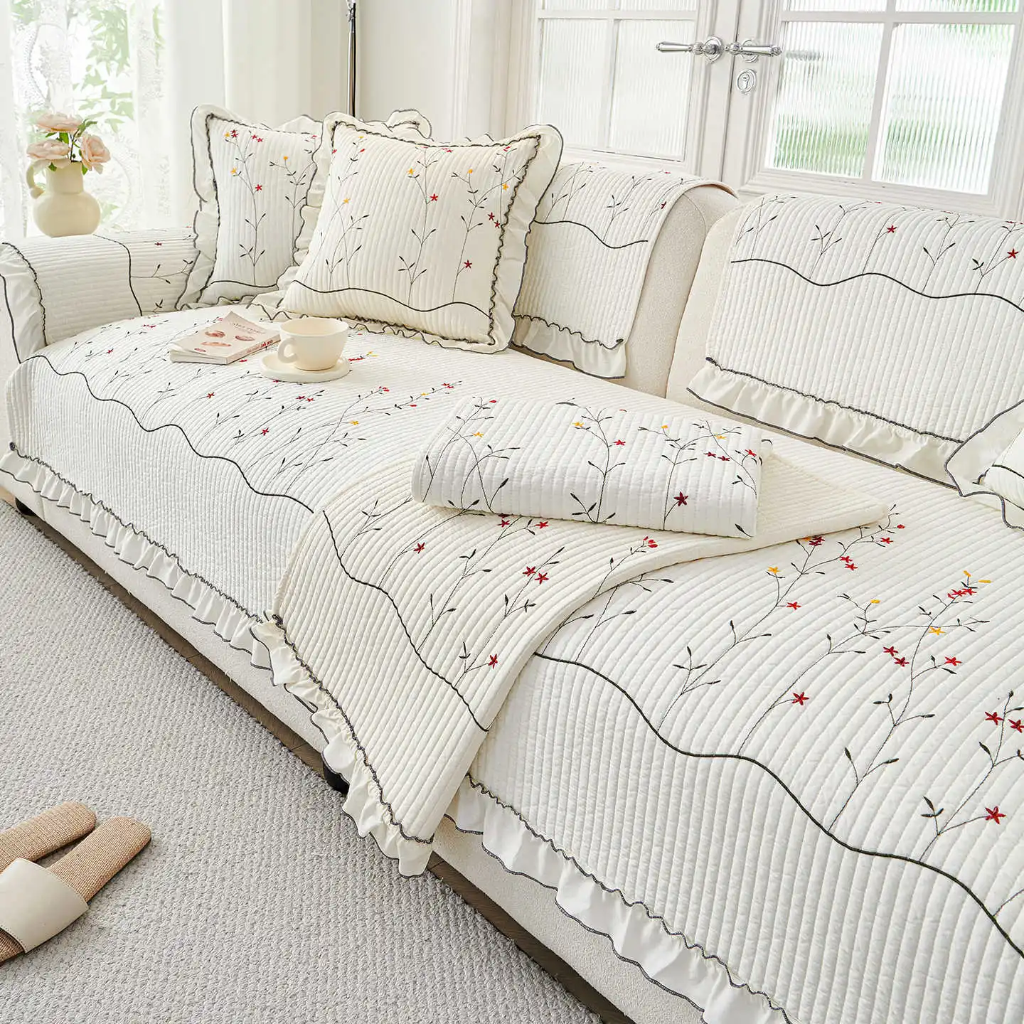 Light Luxury High-end Chenille Sofa Cushion Four Season Universal Anti Slip and Dustproof Combination Sofa Cover Backrest Cloth