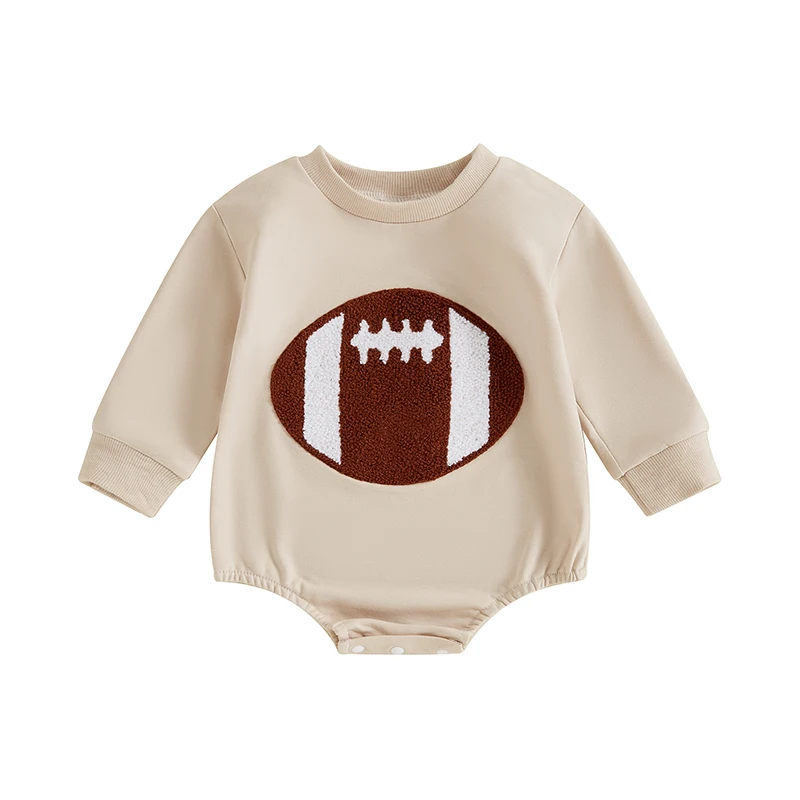 

Newborn Football Outfit Baby Boy Girl Embroidery Bubble Romper Long Sleeve Jumpsuit Cute Infant Fall Winter Clothes