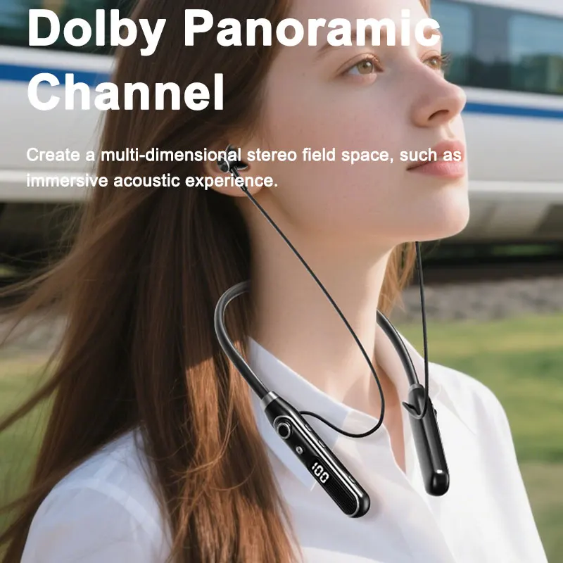 EARDECO Dolby HIFI الصوت سماعات لاسلكية داخل الأذن باس 5.4 بلوتوث شريط حول ياقة الملابس سماعة سماعة لاسلكية تعمل بالبلوتوث سماعة الرياضة ستيريو