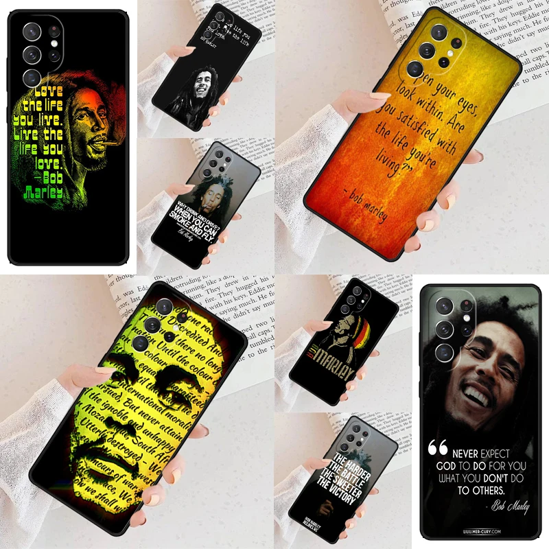 Bob Marleys Quotes Rasta Reggae Phone Case For Samsung Galaxy S24 S23 S22 S21 Ultra S10 Note 10 Pro S20 Plus FE S9 S8 Cover