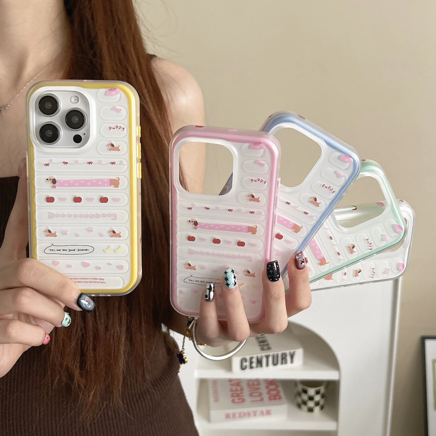 

Cartoon Luggage Pattern Dachshund Suitable For iPhone 17 16 15 pro Phone Case iPhone 17 16 15 Pro Max 2-in-1 Anti Fall Cute Case