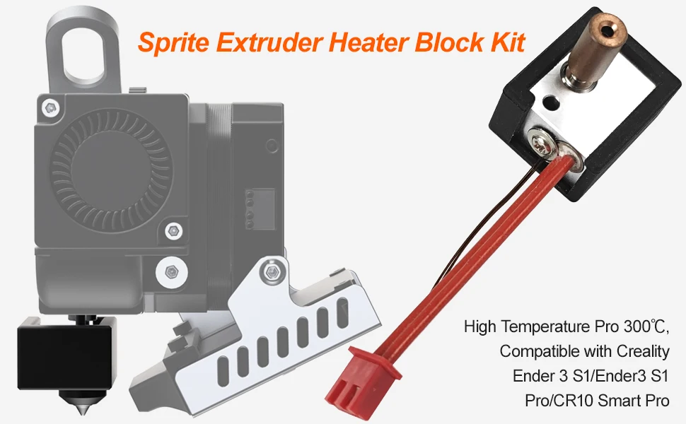 Offizielles Sprite Extruder Upgrade Heizblock-Kit für hohe Temperaturen ℃ Titan-Heatbreak-plattierte Kupferdüse für Ender 3 S1 – Detail 2