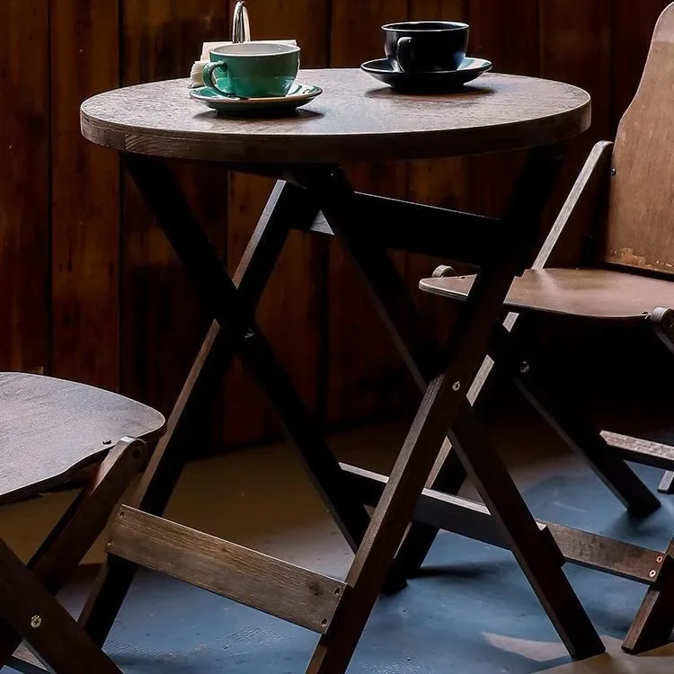 Tavoli e sedie pieghevoli retrò, tavoli e sedie casual da balcone, tavolino da caffè, cortile ristorante casa