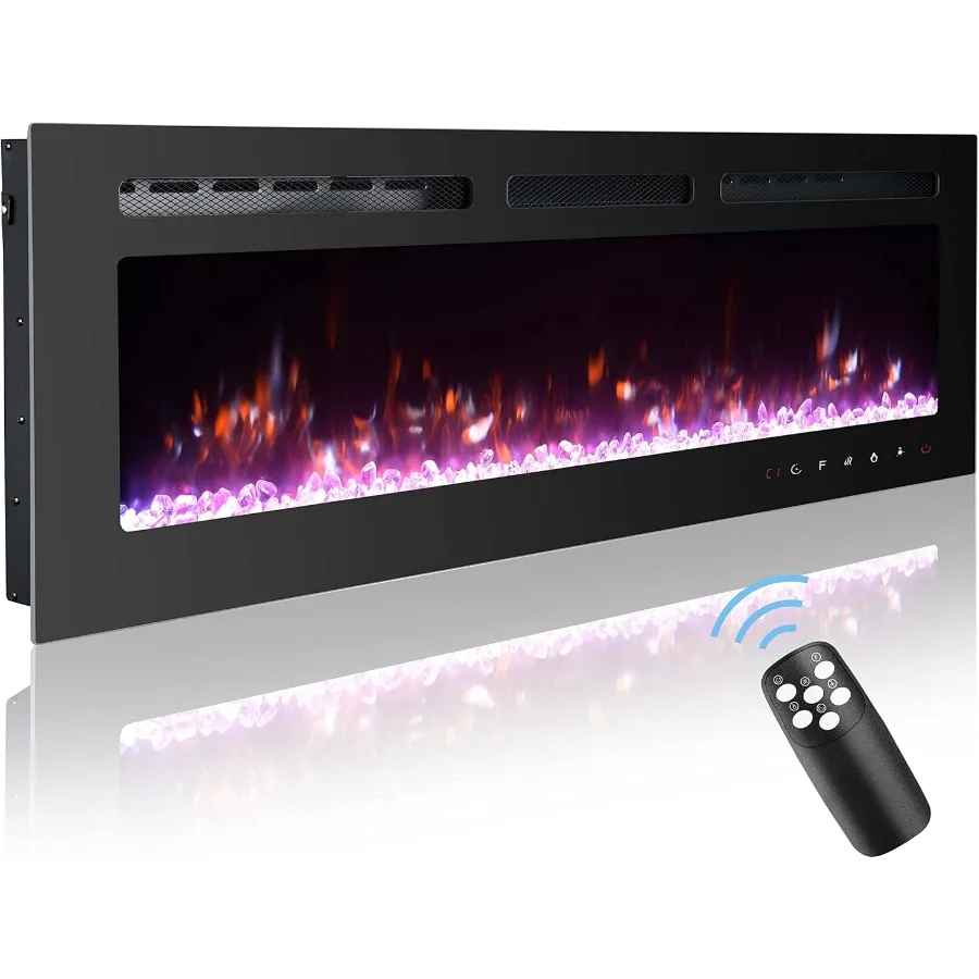 

Уютный электрический каминный обогреватель Daisy, настенный и встраиваемый в стену с сенсорным экраном, реалистичный 12-цветный пульт дистанционного управления с эффектами пламени