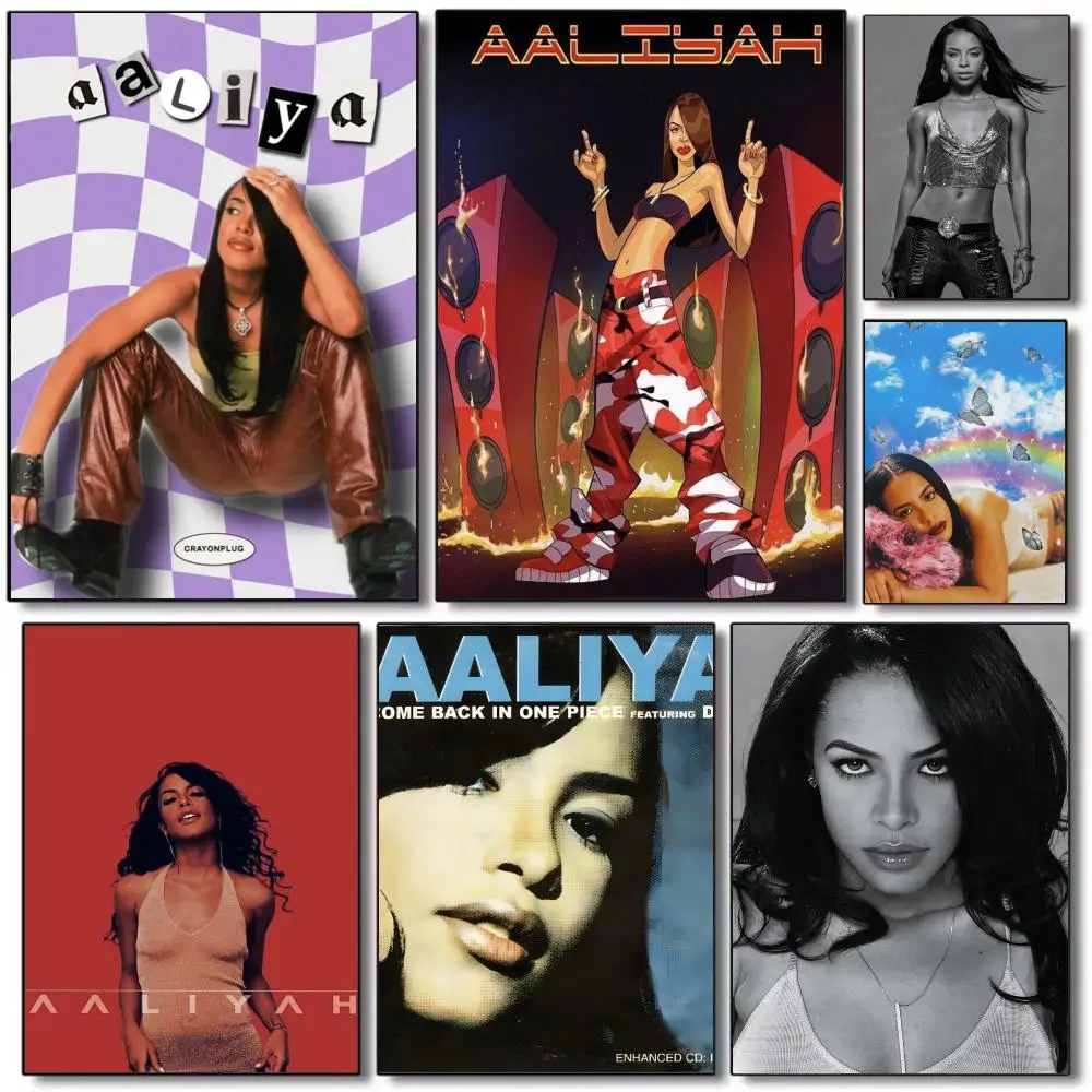 A-Aaliyah Singer Poster HD art sticky wall waterproof home living room bedroom bar aesthetic decoration