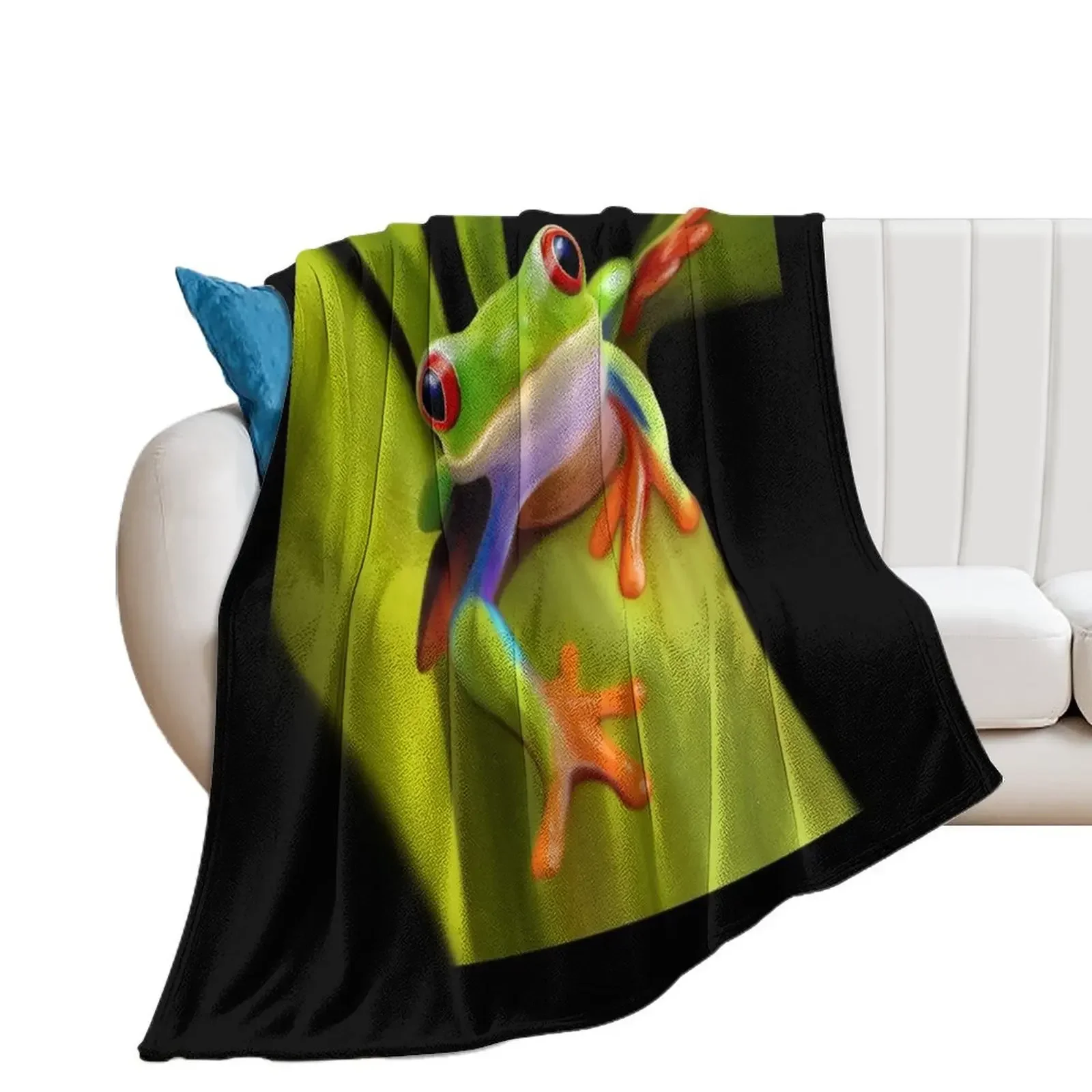 

Red-Eyed Frog, Red-Eyed Tree Frog Throw Blanket Decoratives Sofa Quilt Giant Sofa Blankets