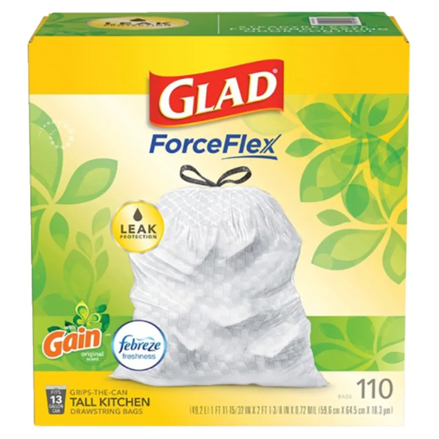 

Small Kitchen Drawstring Trash Bags 13 gal - 25.38 ft Width x 33.75 ft Length x 0.72 mil 18 Micron Thickness - White - 110/Box