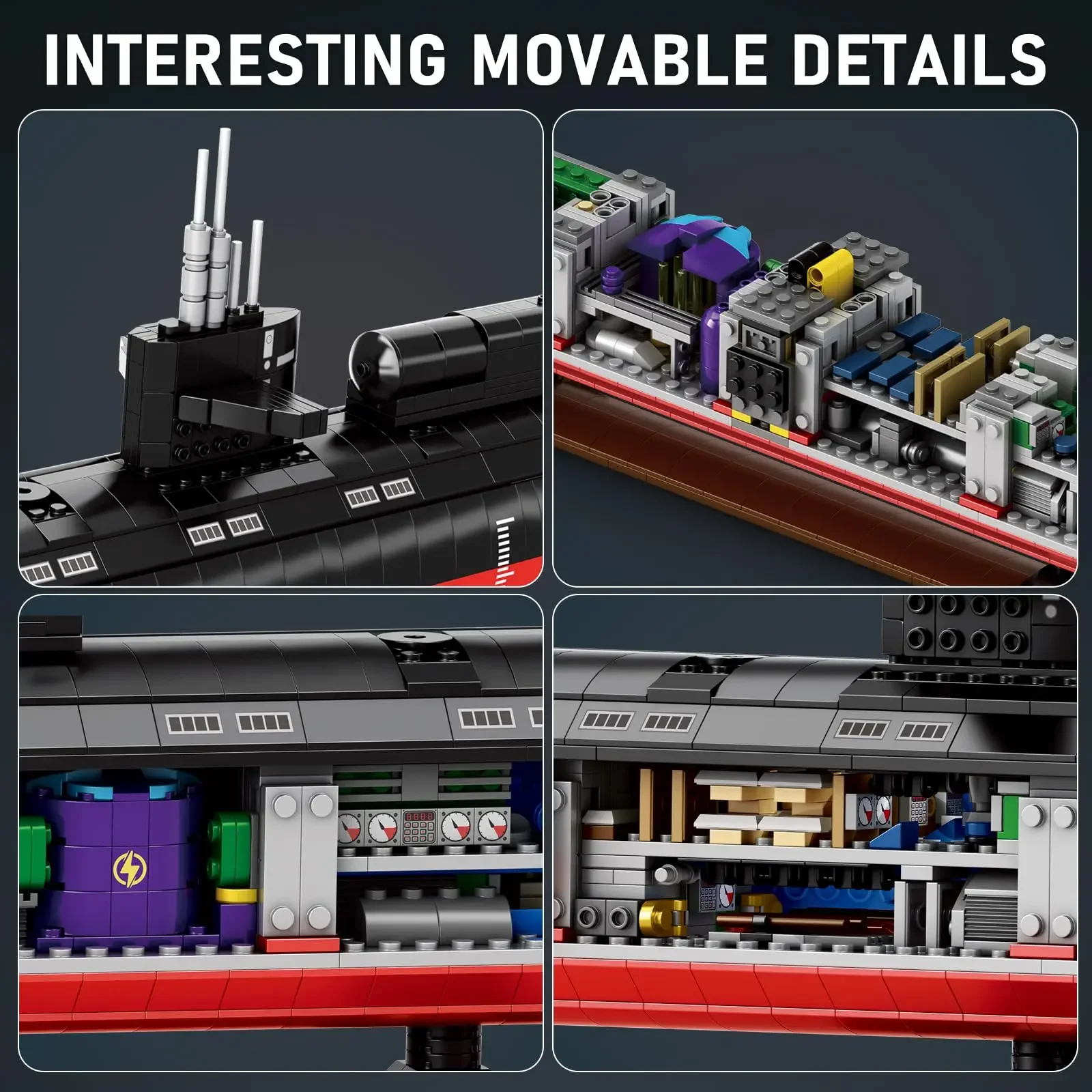 2988 Pz SSN-688 Sottomarino Nucleare Nave da Guerra Building Blocks Modello Corazzata Militare Costruzione di Giocattoli Kit Regali per Ragazzi e Adolescenti