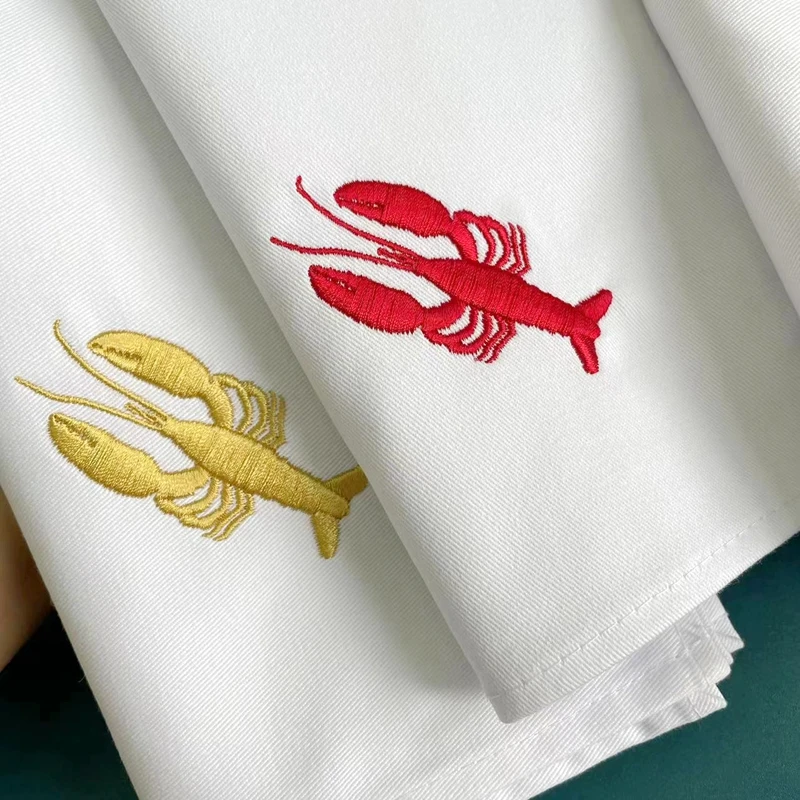 

2PCS 45x45cm Cotton Napkin Lobster Picnic Western Restaurant Decoration Handkerchief