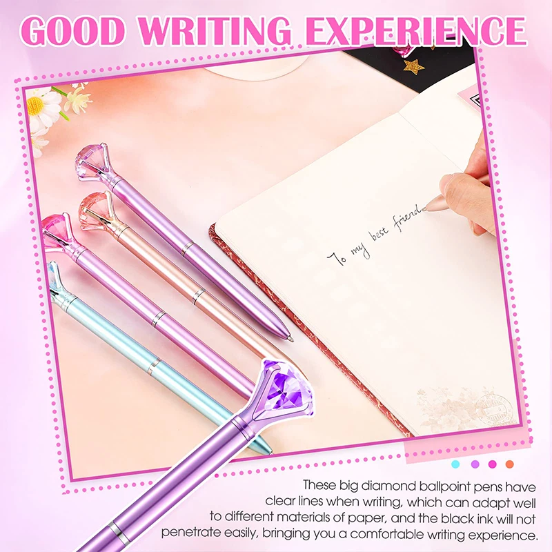 48 ชิ้นคริสตัลเพชรปากกาปากกาลูกลื่นหมึกสีดํา Rhinestones ปากกาเจ้าสาวปากกาอุปกรณ์สํานักงานงานแต่งงานปัจจุบัน