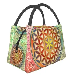 Flower Of Life Vintage Geometric Thermal Insulated Lunch Bags Women Mandala Resuable Lunch Container Storage Meal Food Box