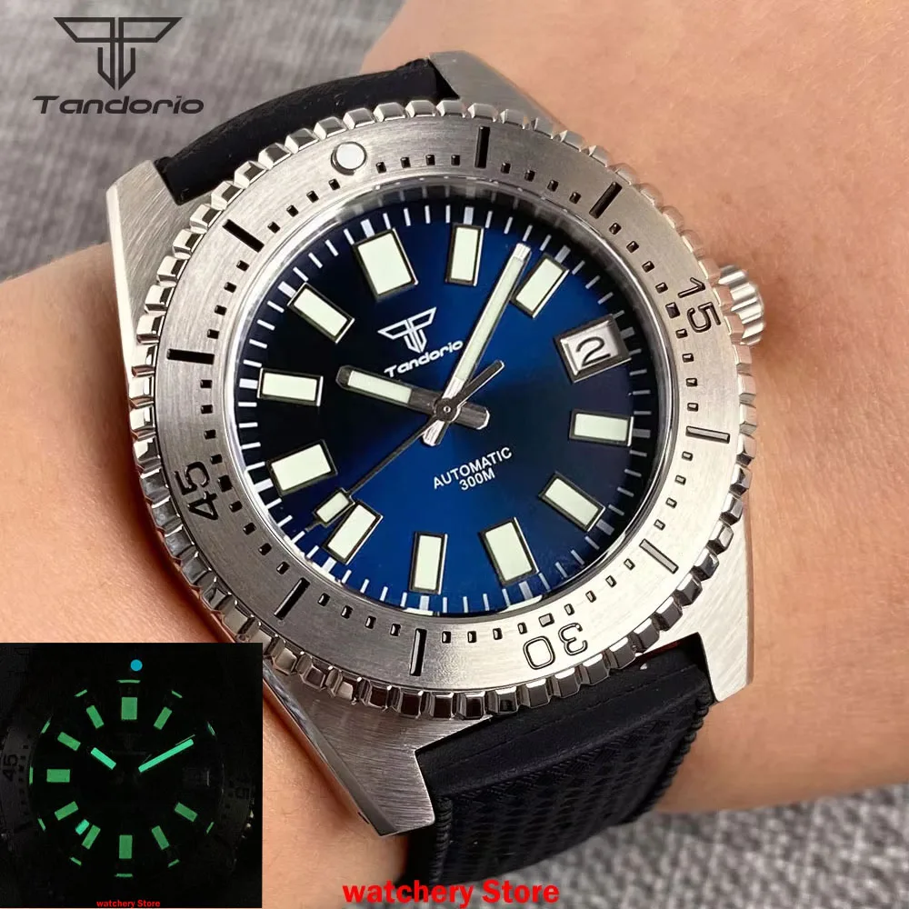 

Green Lume, новая резина/браслет Tandorio, 40 мм, 62MAS, сапфировое стекло, дата, 200 м, водонепроницаемые, NH35A/PT5000, автоматические мужские часы для дайвинга
