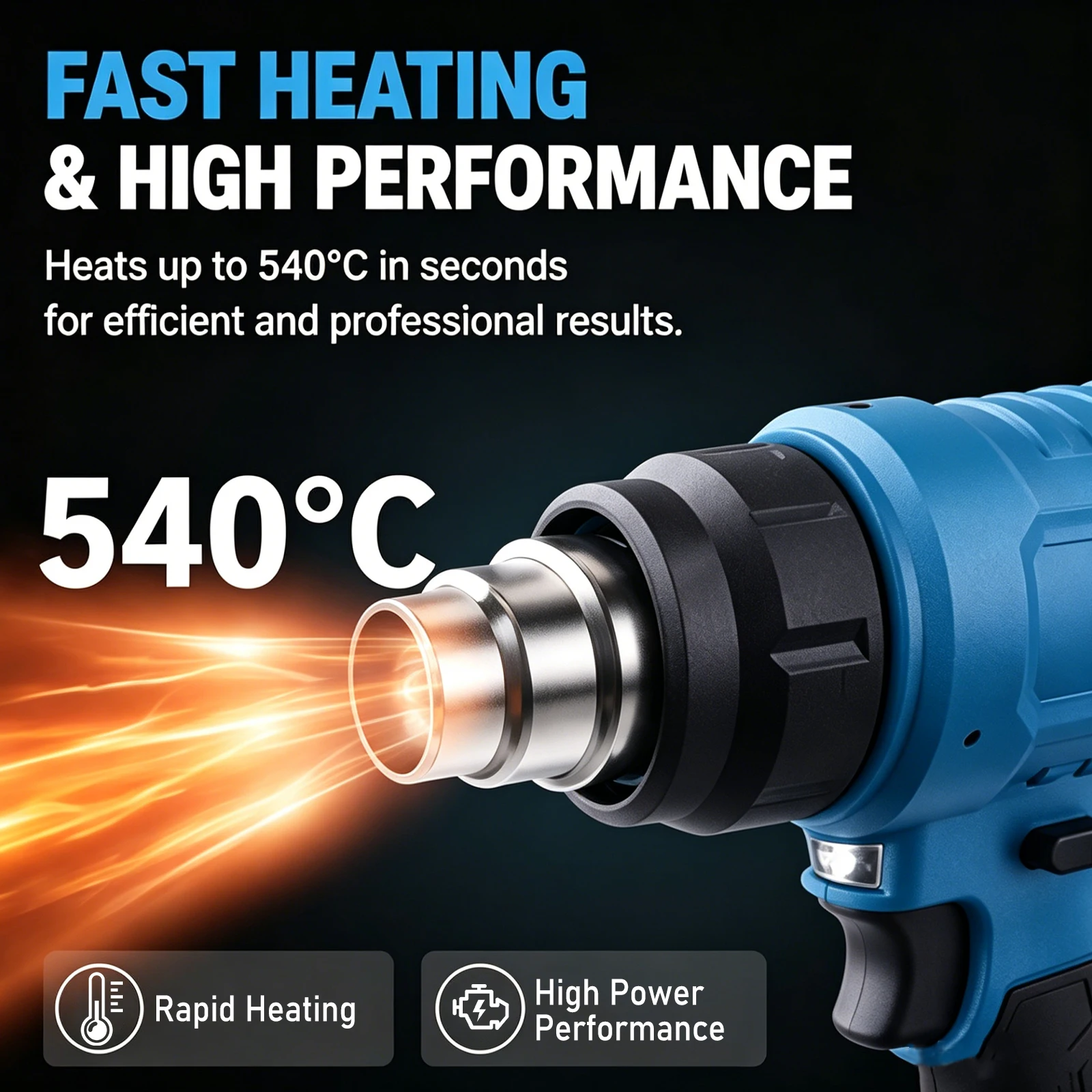 2500W Cordless Heat Gun Variable Temperature 50-540°C 5 Speed Wind for Paint Stripping Shrink Wrap For Makita 18V Battery Pin