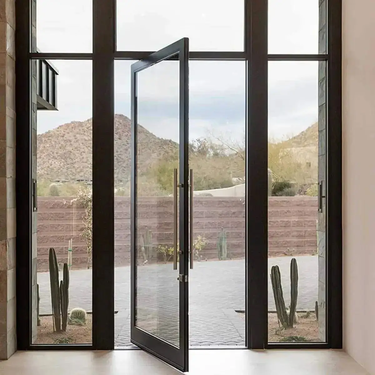 

Large-size Pivot Glass Doors Anti-pry Anti-warp Heavy-duty Hardware for Residence Pivot Glass Doors Waterproof Heat-insulation