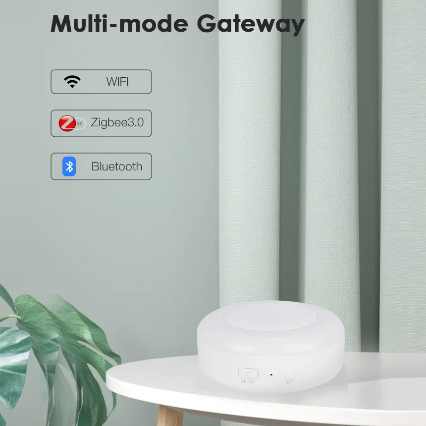 SMARSECUR Multi-mode Smart Gateway ZigBee WiFi Bluetooth Mesh Hub Work with Tuya Smart App Voice Control via Alexa Google Home