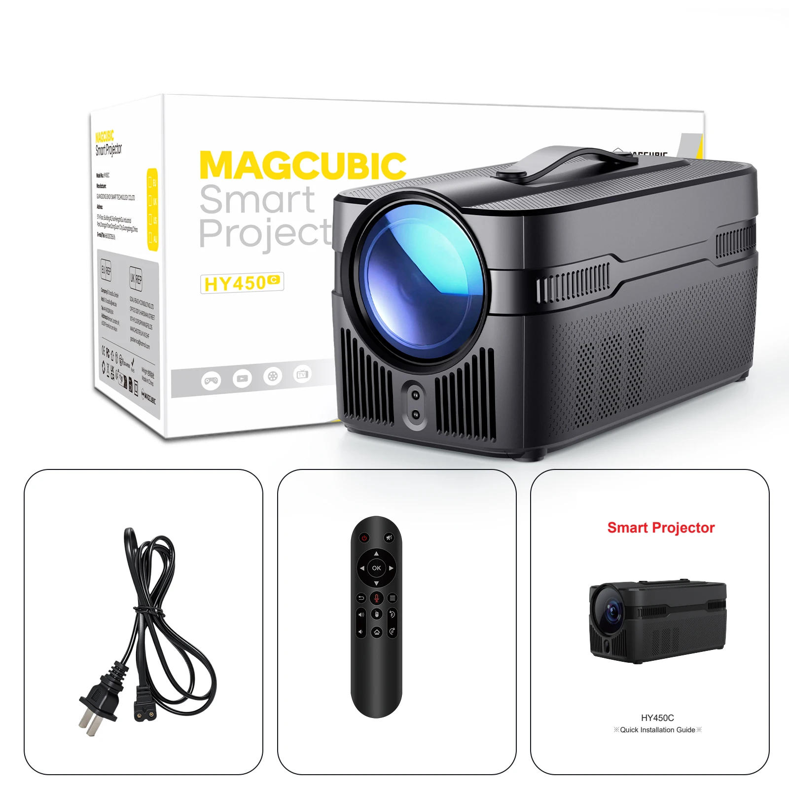 جهاز عرض ذكي Magcubic HY450C مع إزاحة تلقائية قصيرة للغاية 900 ANSI Air Mouse Voice Assistant 1080P 4K تركيز إلكتروني #2