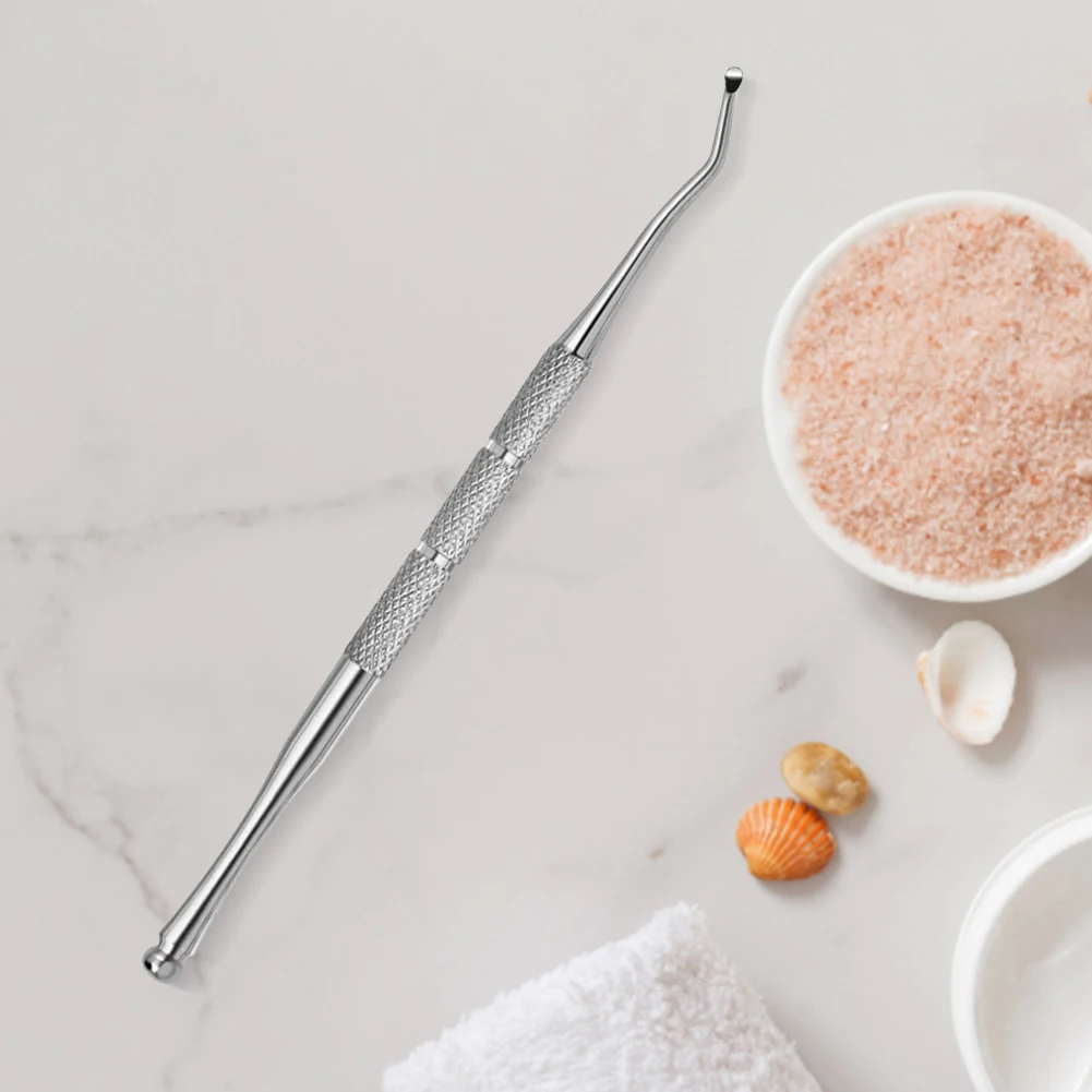 Palo para quitar suciedad, palo corrector de uñas de doble extremo, herramienta de corrección encarnada de acero inoxidable para el cuidado de los pies y limpieza de uñas