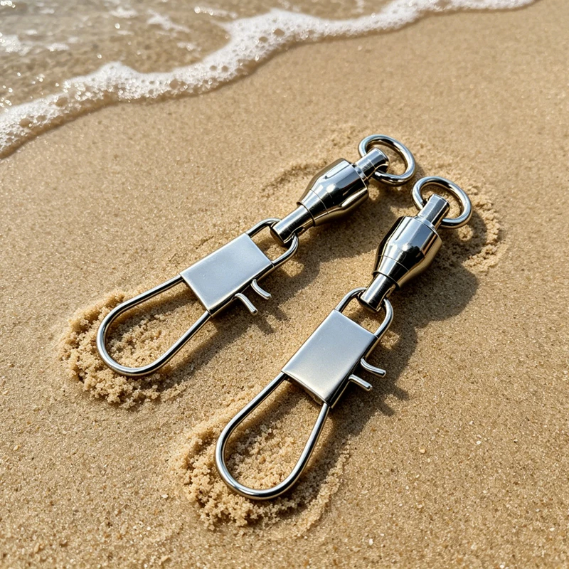 30/60Pcs Ball Bearing Fishing Swivel with Coastlock Snap Stainless Steel Connector for Saltwater Tackle