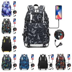 Fashion Teenager School Backpack Women Men Laptop Travel Bag Large Waterproof Multifunction USB Charging Knapsack Mochila