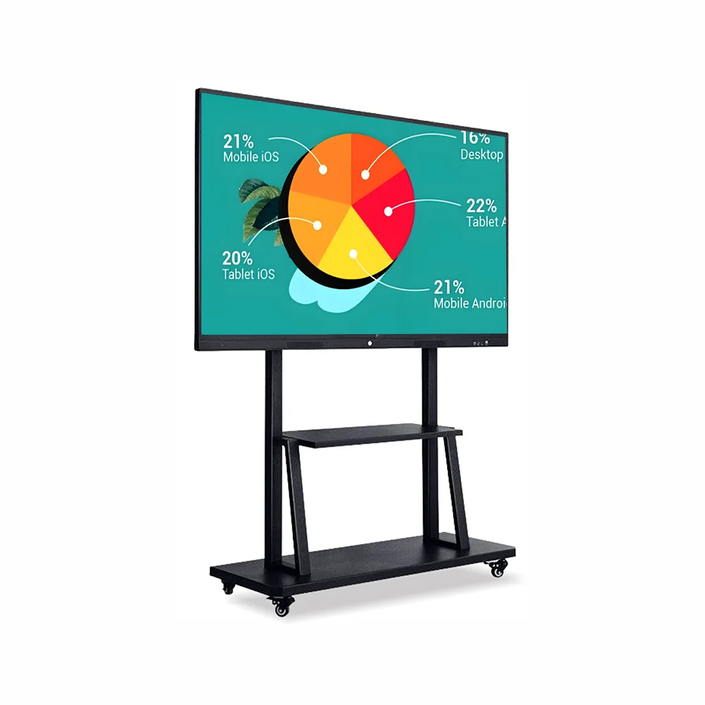 Tablet Konferensi Layar Pintar Seluler 4K 65 Inci Papan Tulis Elektronik Layar Sentuh Pengajaran TV Multimedia All-in-one