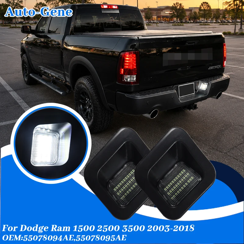 LED License Plate Light For Dodge RAM 1500 2500 3500 3rd&4th 2003-2018 Classic 2019 Canbus Lamp Error Free 55078095AE 2Pcs