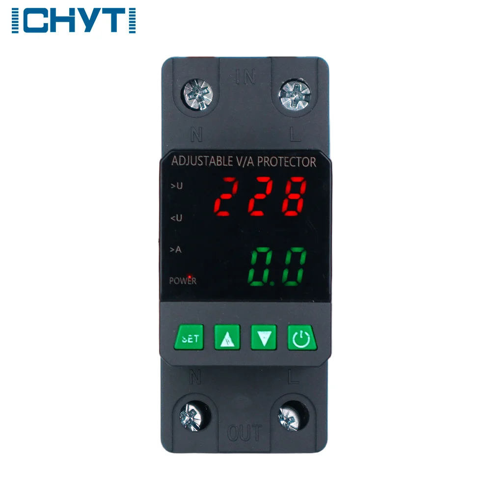 10 قطعة CHYT صنع النحاس 2P 63A قابل للتعديل الجهد حامي التتابع جودة عالية 110 فولت/220 فولت مرحلة واحدة الاسمي النحاس PC LCD ل S #1