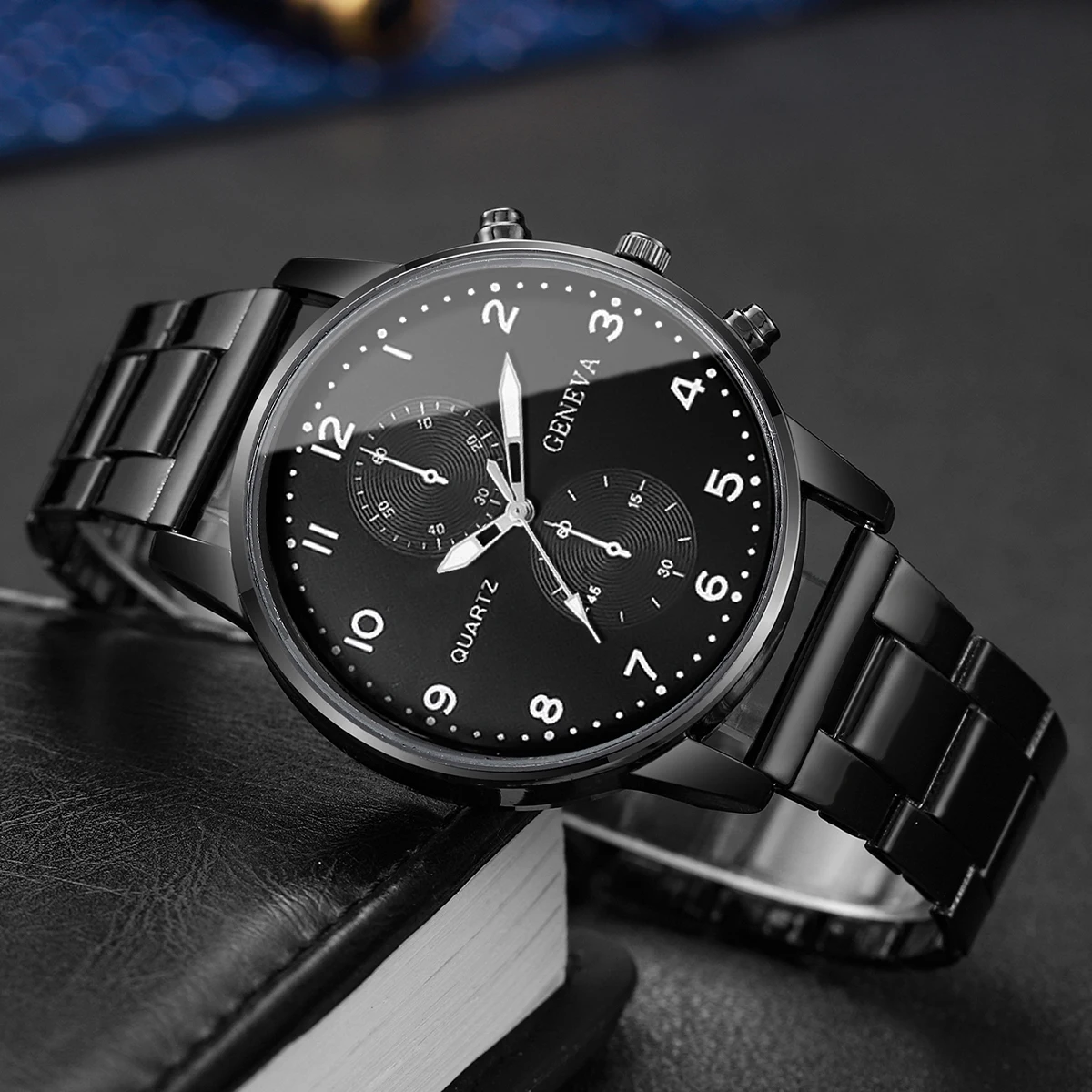 أزياء رجال الأعمال الساعات الفاخرة كوارتز ساعة معصم للرجل ساعة سوداء Relogio Masculino Reloj Hombre (بدون صندوق)
