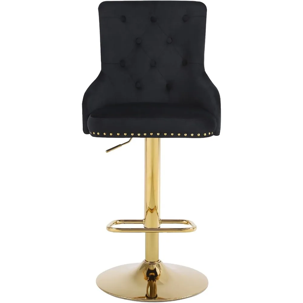 고급스러운 터프티드 등받이 회전 의자, 2개 세트, 황금 사자 베이스가 있는 현대적인 조절 가능한 카운터 높이 의자