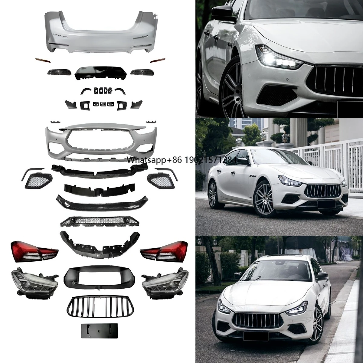 

High Quality Body Kit for Maserati Ghibli 14-20 Upgrade 21 Style Trofeo Sport Front Rear Bumper Headlight Taillight